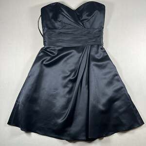Allure Bridal 12 Strapless Plum Black Satin Pockets Cocktail Holiday Party Dress